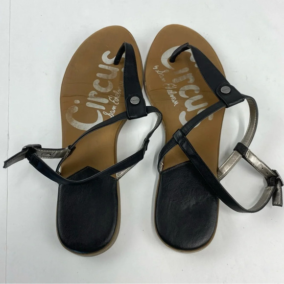 Circus by Sam Edelman Womens 10 Cayden Thong Sandals Black Flat - Picture 2 of 4